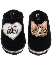 Laines London - Teddy Closed Toe Slippers With Tabby Cat & Cat Mum Mom Brooches - Lyst
