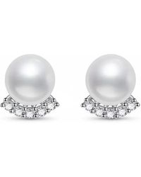 Angel Barocco - Moissanite Freshwater Pearl Stud Earrings - Lyst