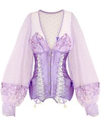 Empress Mimi - Madame X Lilac Lace Butterfly Corset With Butterfly Detail - Lyst