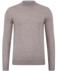 Paul James Knitwear - Neutrals Extra Fine Merino Maco Narrow Mock Turtleneck Jumper - Lyst