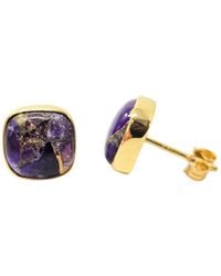 Harfi - Amethyst February Birthstone Vermeil Stud Earrings - Lyst