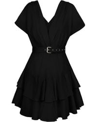 ALINA CERNĂTESCU - Oasis Linen Bamboo Holiday And Cocktail Ruffle Midi Dress With Textile Belt - Lyst