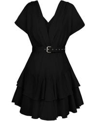 ALINA CERNĂTESCU - Oasis Linen Bamboo Holiday And Cocktail Ruffle Midi Dress With Textile Belt - Lyst
