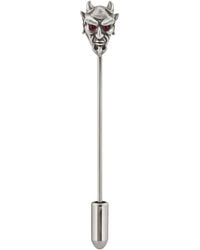 Snake Bones - Devil Lapel Pin In Oxidized Silver With Ruby Eyes - Lyst