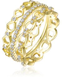 Genevive Jewelry - Rachel Glauber Plated Clear Cubic Zirconia Stackable Ring - Lyst