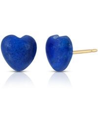 Heather Hawkins Jewelry - Lapis Lazuli Tiny Heart Gemstone Stud Earrings - Lyst
