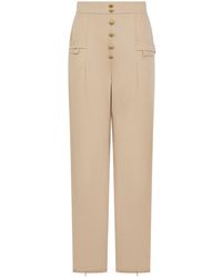 K-Win London - Neutrals Elegant High-Waist Wide-Leg Trousers With Adjustable Slits - Lyst