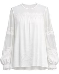 Tantra Spain Sl - Chiffon Blouse With Tulle Sleeves And Shoulders And Lace Details - Lyst