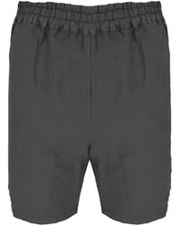 Haris Cotton - Linen Bermuda Shorts With Back Pockets And Elastic Waist - Lyst