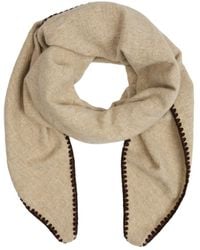 Saachi - Knitted Triangle Ivory Shawl Wrap - Lyst