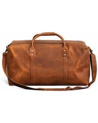 Touri - Genuine Leather Holdall Luggage Bag- Light - Lyst