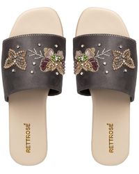 Rettrose - Saylor Luxury Plush Diamanté Embellished Handmade Sliders - Lyst