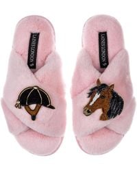 Laines London - Classic Laines Slippers With Riding Hat & Horse Brooches - Lyst
