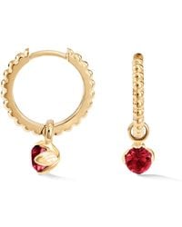 Dower & Hall - Garnet Charm On Large Dotty Orissa Hoops - Lyst