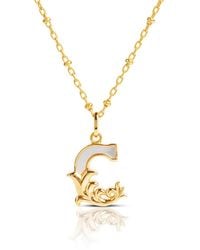 Kasun - Plated C Initial Necklace With Mother Of Pearl - Lyst