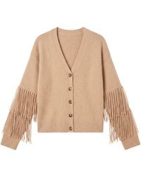 Brodie Cashmere - Neutrals Cable Fringe Cardi - Lyst