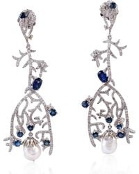 Artisan - Sapphire, Pearl & Diamond Chandelier Earrings - Lyst
