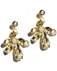 Edgar Navarro Jewelry - Navarro Statement Oversized Flower Earrings With Pearl Accents - Lyst