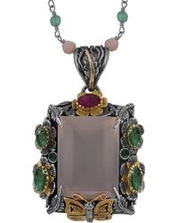 Emma Chapman Jewels - Salma Rose Quartz Emerald Ruby Pendant - Lyst