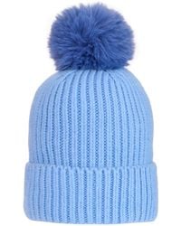 At Last - Super Soft Chunky Cashmere Mix Hat With Pom Pom - Lyst