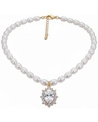 Angel Barocco - Seeds Pearl Choker Necklace With Crystal Pendant - Lyst