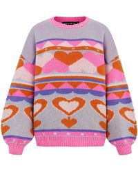 Cara & The Sky - Poppy Heart Intarsia Balloon Sleeve Oversized Jumper - Lyst