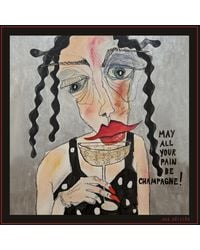 Una Berzina - Printed Scarf With Illustration Champagne - Lyst