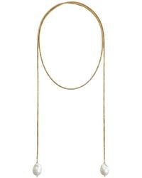 LINYA JEWELLERY - Baroque Pearl Long Mini Hematite Natural Stone Necklace - Lyst