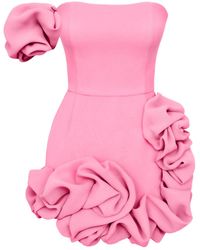 POST MERIDIEM - Flounced Bottom One Shoulder Bustier Dress - Lyst