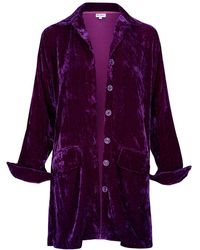 At Last - Kensington Silk Velvet Shirt-jacket In Violet - Lyst