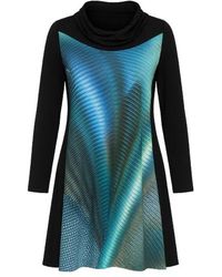 Conquista - A Line Print Dress With Turtle Neck - Lyst