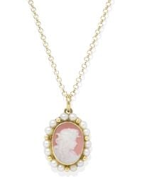 Vintouch Italy - Little Lovelies Gold-plated Pink Cameo Pearly Necklace - Lyst