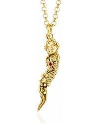 Unaloe - Italian Horn Goddess Pendant Necklace With Ruby – Plated - Lyst