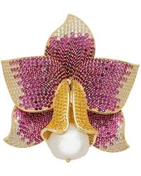 LÁTELITA London - Daffodil With Pearl Cocktail Ring Ruby Cz - Lyst