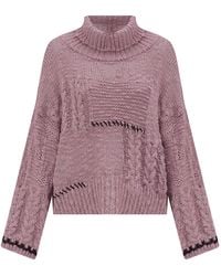 Peraluna - Ilda Pure Cotton Embroidered Cable Knit Pullover - Lyst
