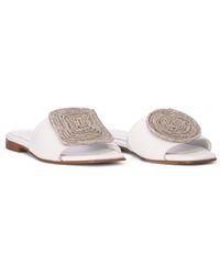 Beautiisoles by Robyn Shreiber Made in Italy - Adeline Flat Leather Slide Comfortable & Dressy Wedding & Day & Evening - Lyst