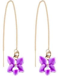 My Little Nature - Plated Threader Earrings – Pull-Through Dangling Earrings With Orchid Flower - Lyst