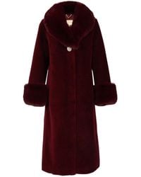 Santinni - 'Sunset Boulevard' Long Wool Coat With Faux Fur Collar - Lyst