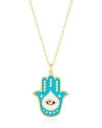Spero London - Authentic Color Hamsa Hand Necklace Sterling - Lyst