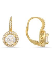 Kylie Harper - Diamond Cz Halo Filigree Leverback Earrings - Lyst