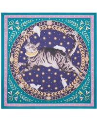 Fable England - Fable Catherine Rowe Pet Portraits Tabby Emerald Silk Square Scarf - Lyst