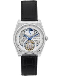 Heritor - Daxton Leather-band Skeleton Watch With Moon Phase - Lyst