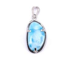Mineralgems•Studio - Oval Larimar Pendant With Sterling Chain - Lyst