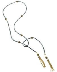 Farra - Tiger Eye Open Ended Long Necklace - Lyst