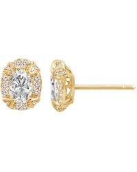 Diamonbliss - Embellished With Swarovski Plated Halo Stud Earrings, One Carat - Lyst