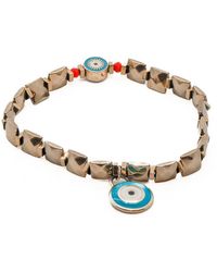 Ebru Jewelry - Gold Blue Evil Eye Anklet - Lyst