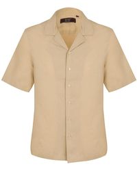 DAVID WEJ - Neutrals Hugo Linen Cuban Collar Shirt - Lyst