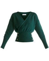 Paisie - Knitted Wrap Top With Side Buttons - Lyst