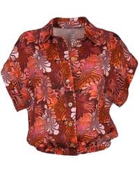 Lalipop Design - Hibiscus Floral Design Short-Sleeve Button-Up Shirt - Lyst