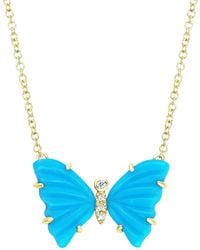 KAMARIA - Butterfly Necklace With Diamonds & Prongs - Lyst